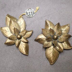Art Deco Brass Fur Clips: Little Nemo Leaf Design, 1920s-30s
